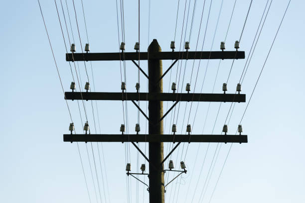 istock Wooden pole with electric wires 946243838