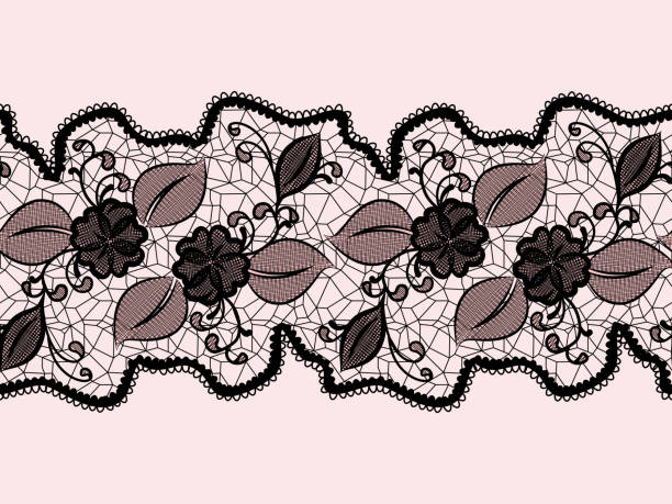 Seamless lace ribbon with abstract floral pattern. Seamless lace ribbon with abstract floral pattern. Suitable for issuing invitations, greeting cards and gift wrapping. Vector illustration. lace black lingerie floral pattern stock illustrations