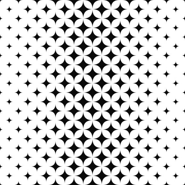 bezszwowy monochromatyczny wzór gwiazdy wektorowej - star pattern stock illustrations