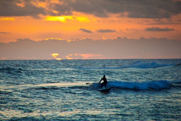 istock Paddleboard Surfer at Sunset, Poipu Beach, Kauai,Hawaii 946267622