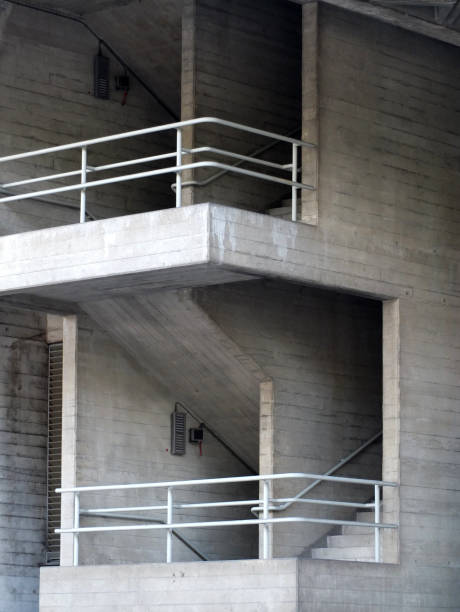 istock concrete staircase and balcony in an old brutalist type building 946273326