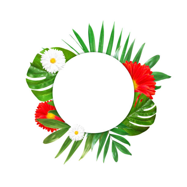 istock Tropical Jungle Leaves and Flowers Background 946283158