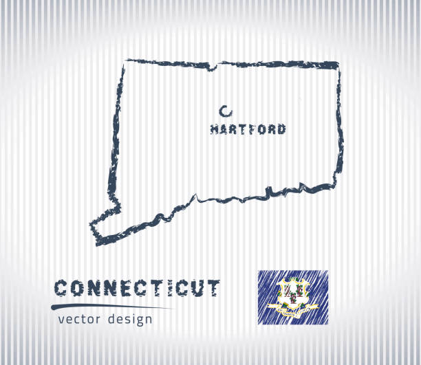 コネチカット州国立ベクトル白い背景上にマップを描画 - map cartography connecticut drawing点のイラスト素材／クリップアート素材／マンガ素材／アイコン素材