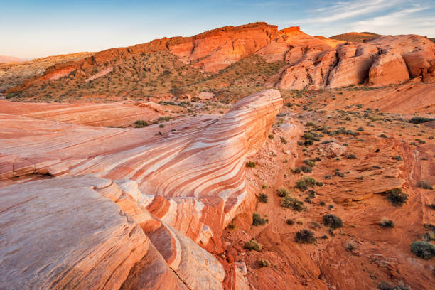 Fire Wave in Valley of Fire State Park Nevada Stock photograph of the scenic Fire Wave in the Valley of Fire State Park Nevada USA nevada landscape stock pictures, royalty-free photos & images