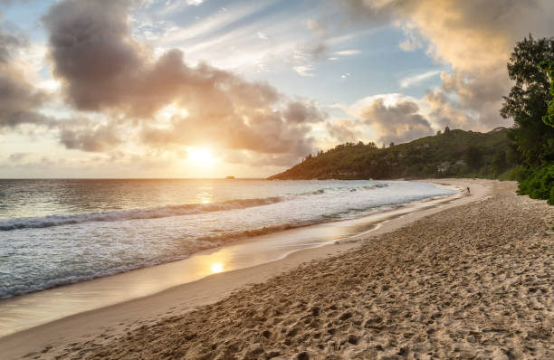 istock Panoramic view of Anse Intendance at sunset - Mahe - Seychelles 946323650