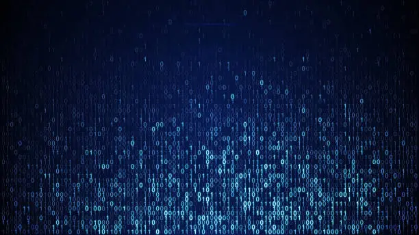 Photo of Blue digital binary data code