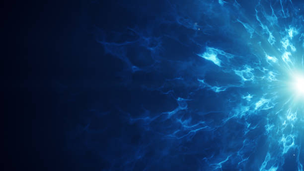 istock Blue fractal clouds on edge abstract sci-fi background 946355542