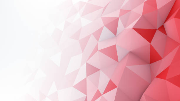Red white gradient polygonal surface abstract 3D render Red white gradient polygonal surface. Computer generated abstract background. 3D rendering craster stock pictures, royalty-free photos & images