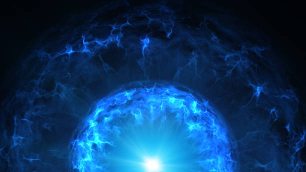 istock Blue plasma ball with energy charges abstract background 946355638