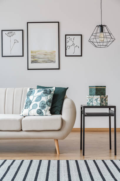 istock Elegant white and beige living room 946357982