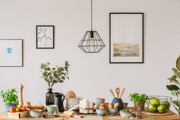 Dining room with wooden table