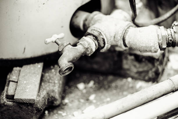An old residential water pressure tank in a home renovation project.