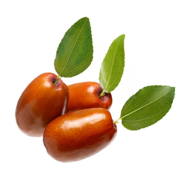 istock Jujube or chinese date ，Green leaf on white background 946389146