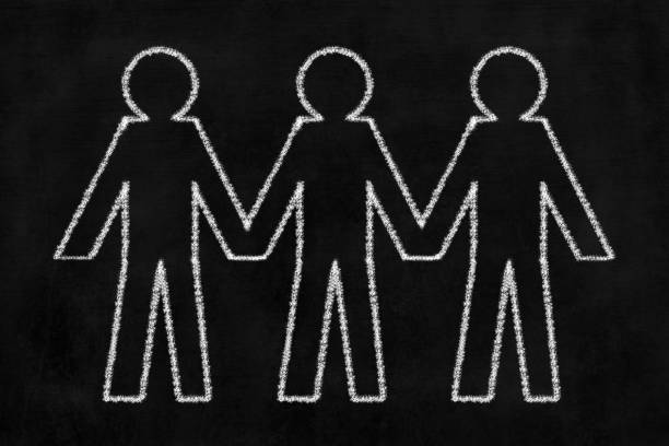 Chalkboard with Shape of Paper Cut Out Man in Team Work Concept.