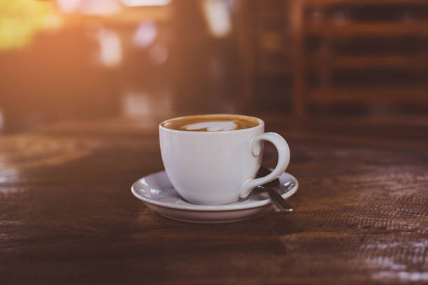 istock hot latte coffee in cafe 946411108