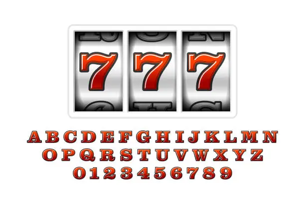 Vector illustration of Slot machines retro font