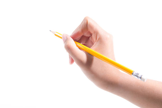 istock Hand holding pencil isolated on white background 946429830