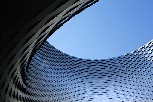 BASEL, SWITZERLAND: September 10, 2015: Details of the entrance of the exhibition center in Basel city, designed by Herzog & de Meuron.