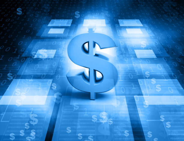 istock Dollar sign on abstract blue background 946455856