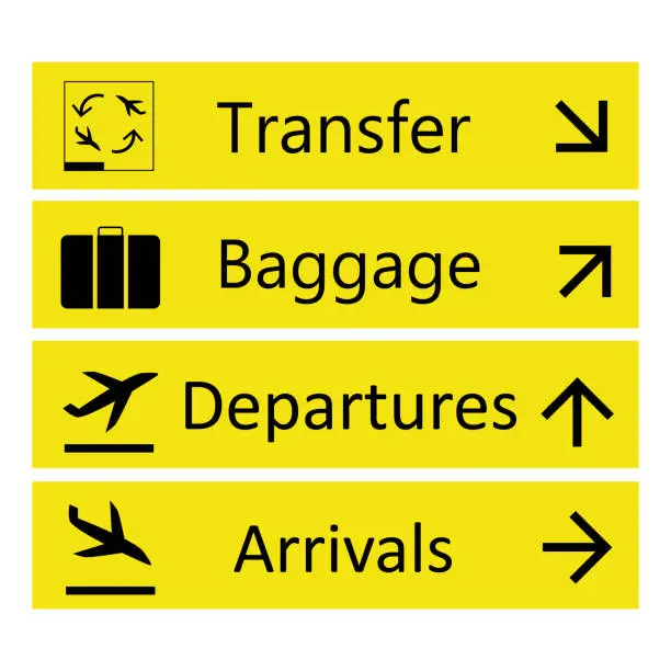 Vector illustration of Airport Signs,isolated on white background