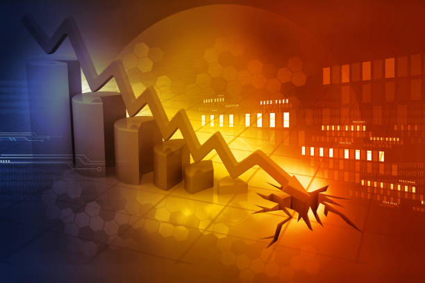 graph showing business decline - caindo imagens e fotografias de stock