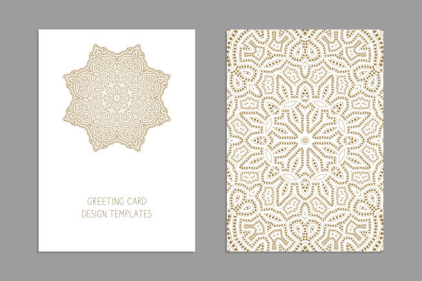 Templates for greeting and business cards, brochures, covers with floral motifs. Oriental pattern. Mandala. Wedding invitation, save the date, RSVP. Templates for greeting and business cards, brochures, covers with floral motifs. Oriental pattern. Mandala. Wedding invitation, save the date, RSVP. Arabic, Islamic, moroccan, asian, indian native african motifs. oriental culture stock illustrations
