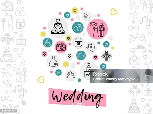 Wedding Line Icons Concept Stock Illustration - Download Image Now - Animal Body Part, Animal Wing, Art Product