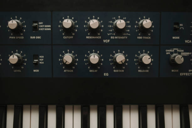 istock Detail of musical synthesizer keyboard and control buttons. 946465830