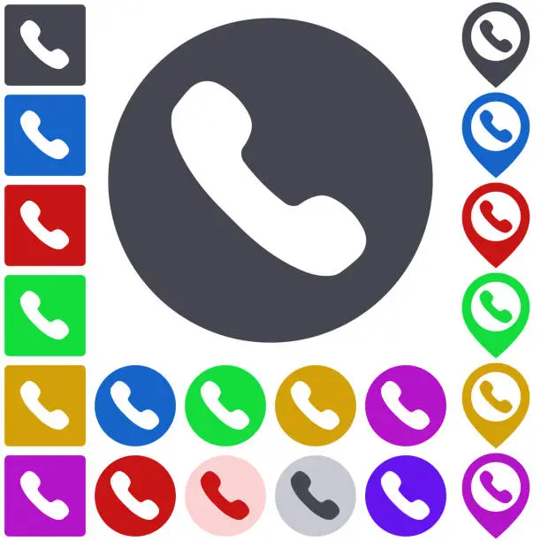 Vector illustration of Color phone icon set