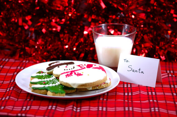 istock Snow man, Christmas tree, Ginger bread, cookie with note for Santa 946471842
