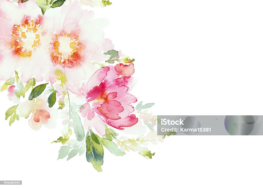 Grußkarte mit Aquarell Blumen Handarbeit - Lizenzfrei Blume Stock-Illustration