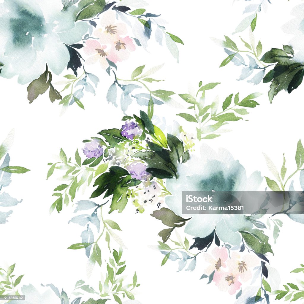 Seamless summer pattern with watercolor flowers handmade Seamless summer pattern with watercolor flowers handmade. Watercolor Painting stock illustration