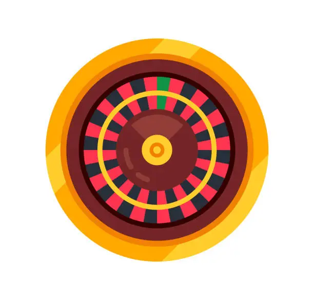 Vector illustration of Casino roulette, gambling, colored drum fields. Success, financial growth