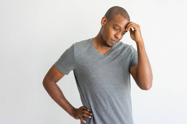 110+ Pensive Bald Man On White Stock Photos, Pictures & Royalty