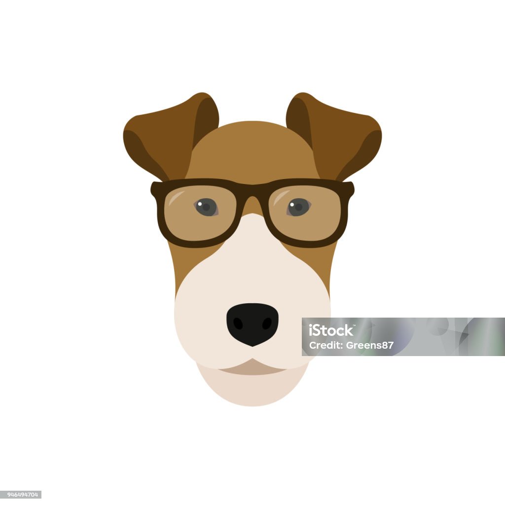 Fox Terrier dog in glasses. Cute dog vector illustration. Fox Terrier stock vector