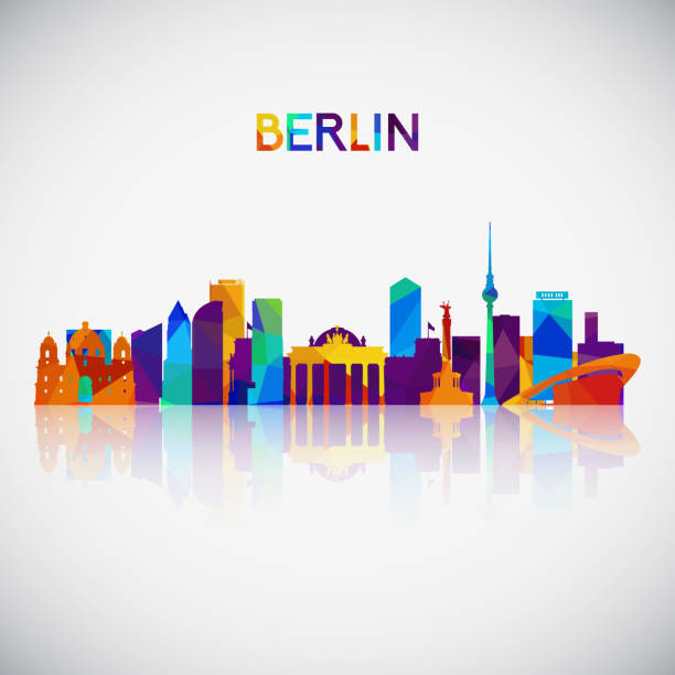 berlin skyline silhouette im bunten geometrischen stil. symbol für ihr design. vektor-illustration. - berlin stock-grafiken, -clipart, -cartoons und -symbole