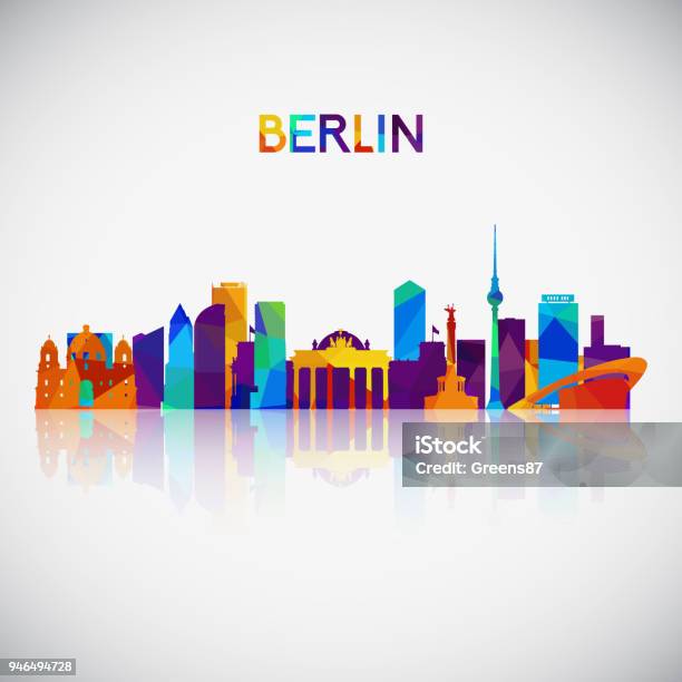 Vetores de Silhueta De Horizonte De Berlim Em Estilo Geométrico Colorido Símbolo Para Seu Projeto Ilustração Em Vetor e mais imagens de Berlim