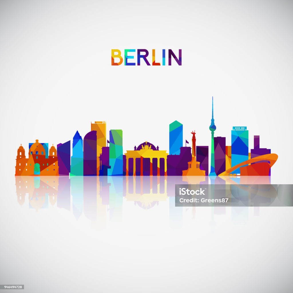 Berlin skyline silhouette in colorful geometric style. Symbol for your design. Vector illustration. Berlin stock vector