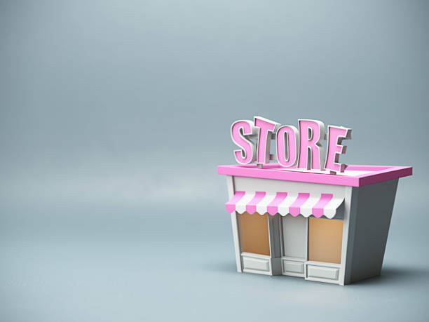 istock Cartoon stylized green white color store.. 3d render 946495244