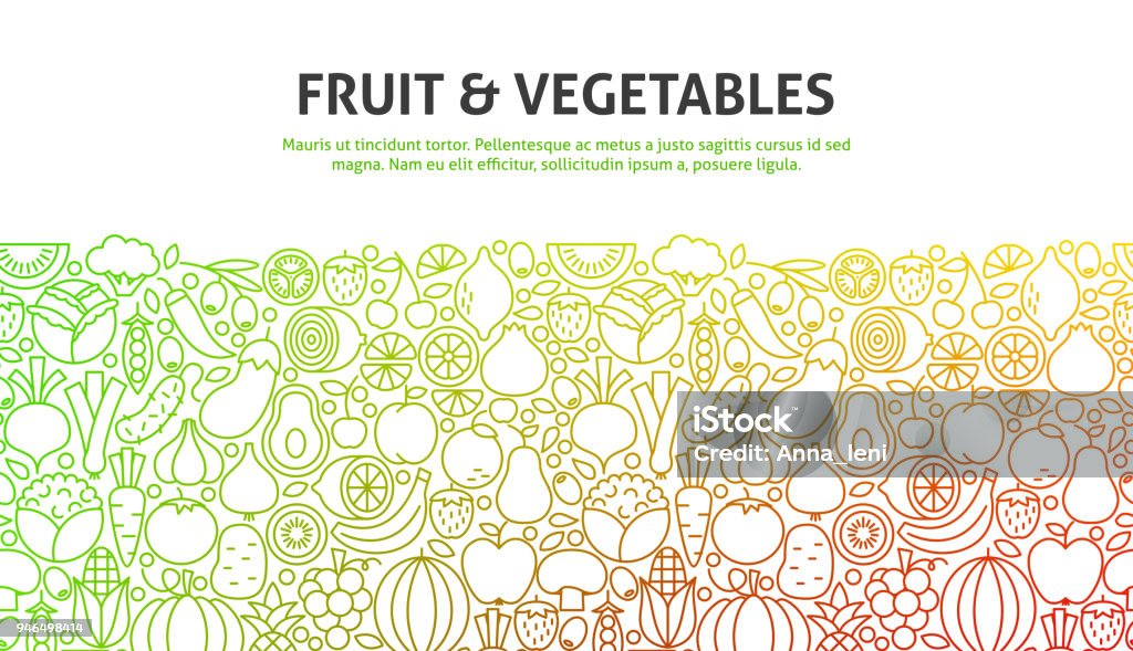 Concetto di frutta e verdura - arte vettoriale royalty-free di Frutta