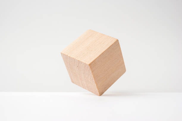 Collection of wooden cubes, isolated on white background