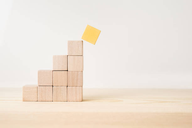 istock geometric real wooden cube with 