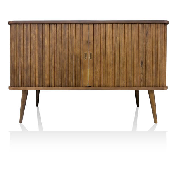 vintage wooden lath table and storage box isolated on white background with clipping path