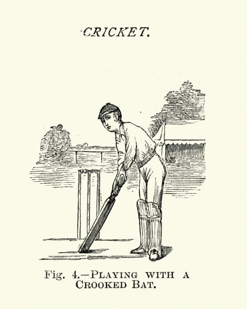 illustrations, cliparts, dessins animés et icônes de joueur de cricket victorienne jouant avec un bâton tordu - sport of cricket cricket player cricket bat batting