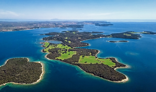 Aerial view of Brijuni islands, Croatia