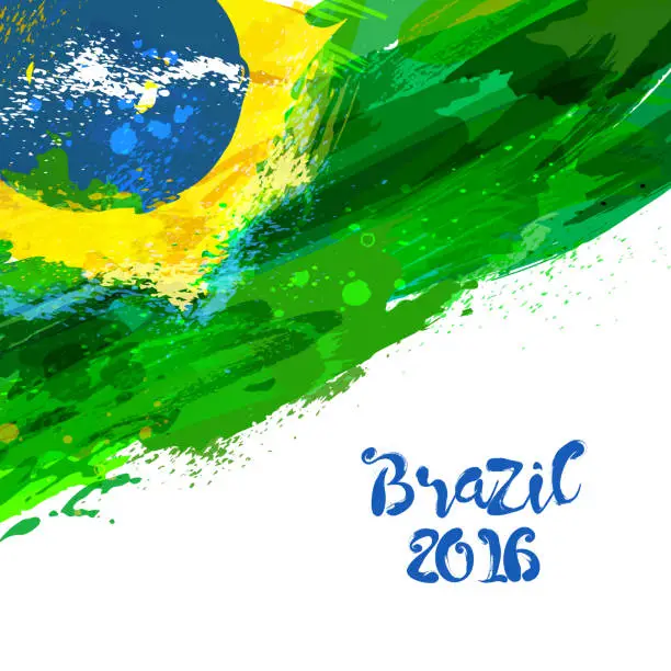 Vector illustration of Brazilian watercolor flag