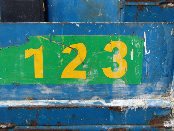Grunge Number Signs on Blue Metallic Background