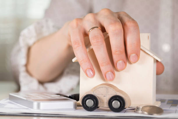 istock Female hands grasp small wooden house. 946531780