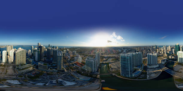 istock Aerial spherical panorama 360vr Miami Brickell 946543176