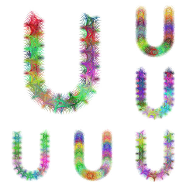 istock Happy colorful fractal font set - letter U 946546278